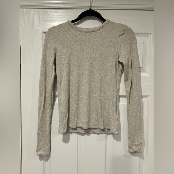 Splendid Tops - Splendid Metallic Shine Ribbed Long Sleeve Crewneck T-shirt